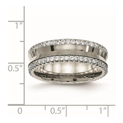 Titanium CZ Concave Wedding Band – view 7