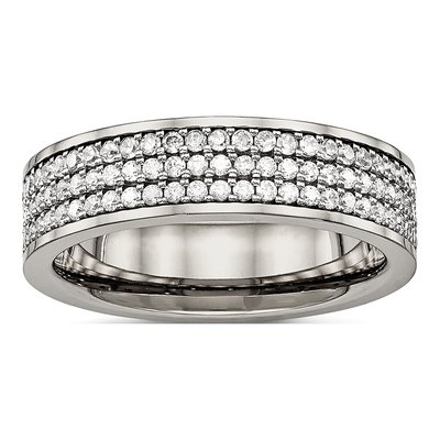 Titanium CZ Wedding Band