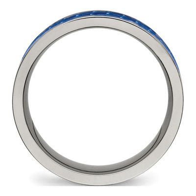 Titanium 8mm Blue Carbon Fiber Flat Comfort-Fit Wedding Band – view 3