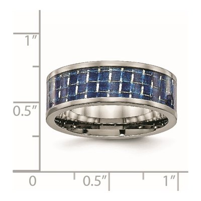 Titanium 8mm Blue Carbon Fiber Flat Comfort-Fit Wedding Band – view 7