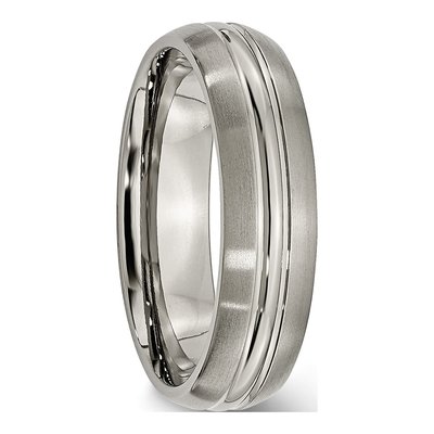 Titanium 8mm Grooved Comfort-Fit Wedding Band – view 5