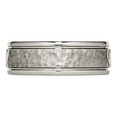 Titanium 8mm Hammered Grooved Comfort-Fit Wedding Band – view 4