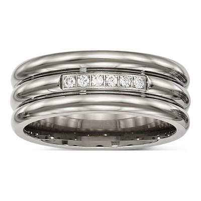 Titanium CZ Wedding Band