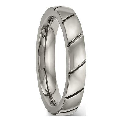 Titanium 4mm Grooved Wedding Band – view 5