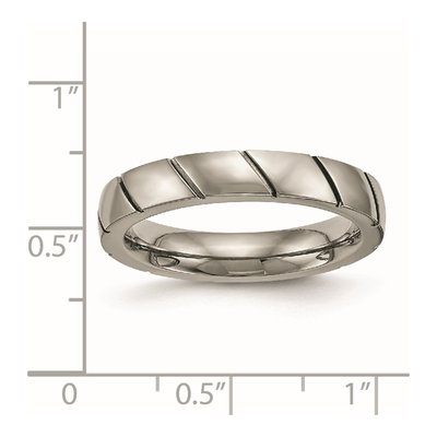 Titanium 4mm Grooved Wedding Band – view 7
