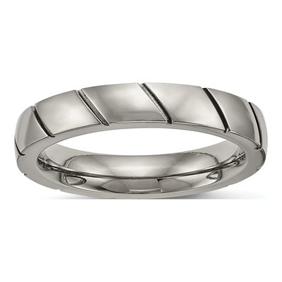 Titanium 4mm Grooved Wedding Band