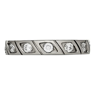 Titanium CZ Grooved Wedding Band – view 4