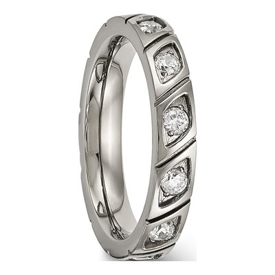 Titanium CZ Grooved Wedding Band – view 5