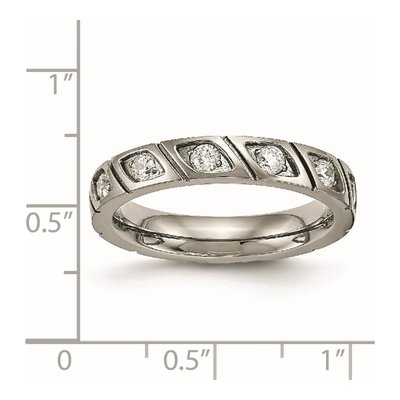 Titanium CZ Grooved Wedding Band – view 7