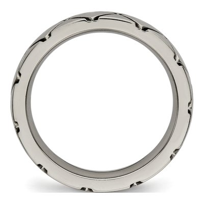 Titanium 4mm Criss Cross Grooved Wedding Band – view 3
