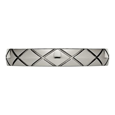 Titanium 4mm Criss Cross Grooved Wedding Band – view 4
