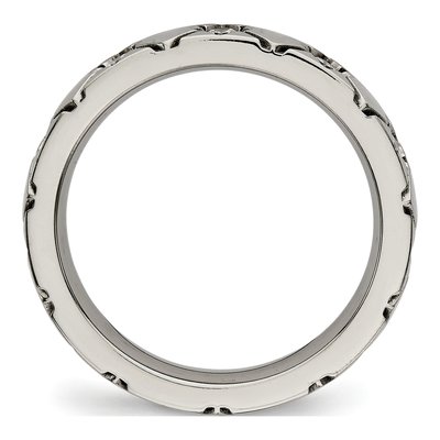 Titanium CZ Criss-Cross Grooved Wedding Band – view 3