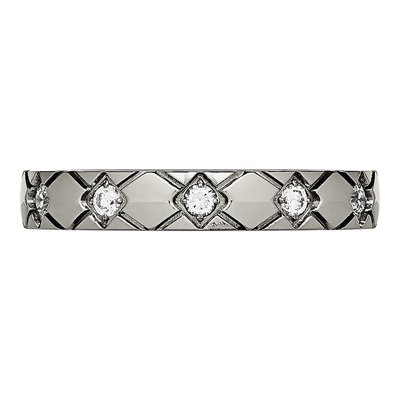 Titanium CZ Criss-Cross Grooved Wedding Band – view 4