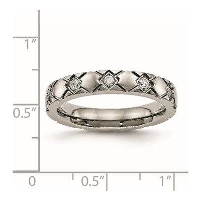 Titanium CZ Criss-Cross Grooved Wedding Band – view 7