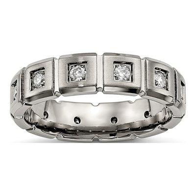 Titanium CZ Wedding Band