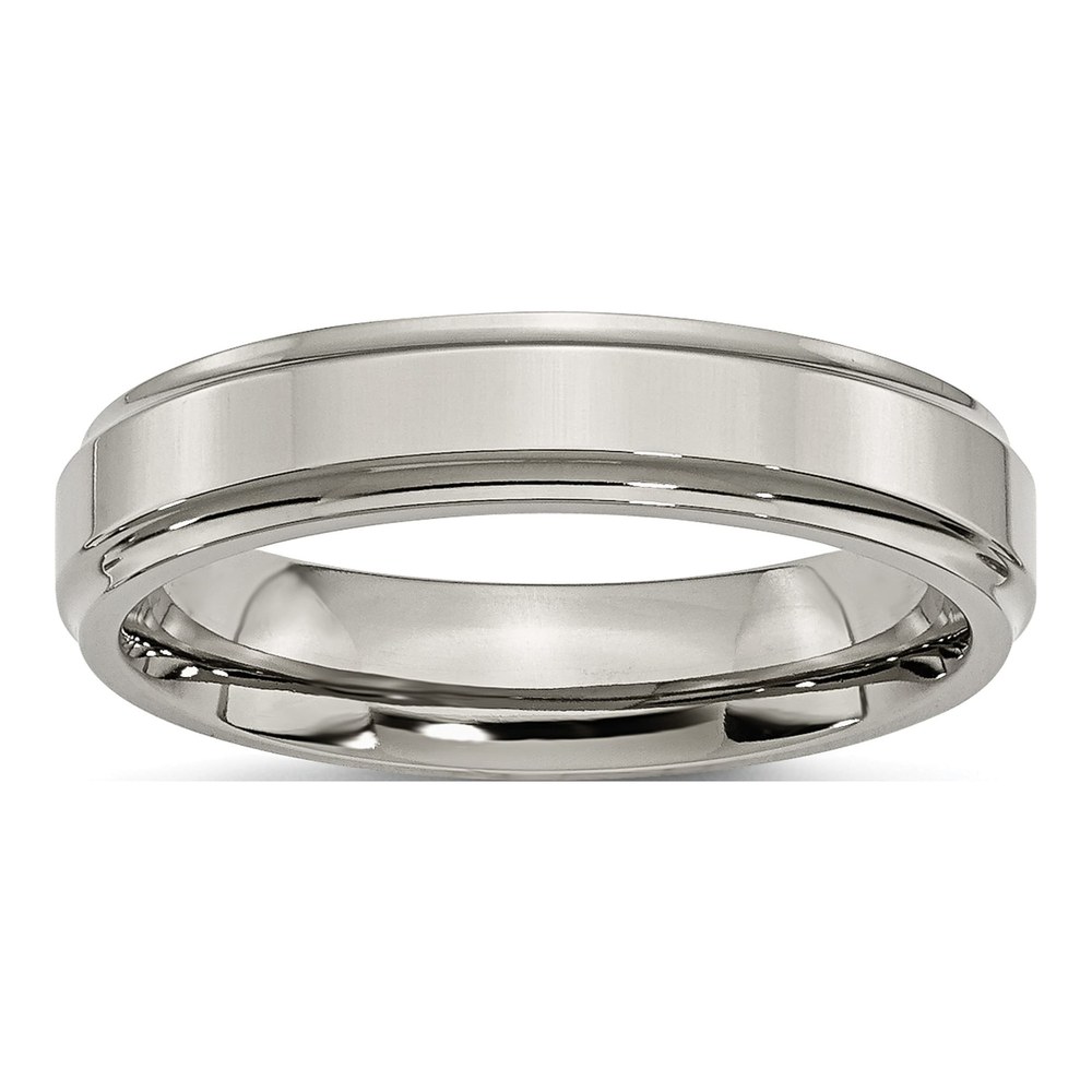 Titanium 5mm Ridged Edge Wedding Band