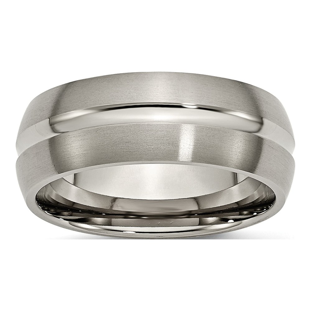Men's Titanium Brushed & Polished 8mm Grooved Band
