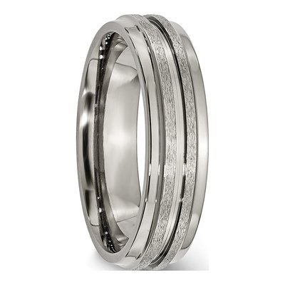 Titanium 6mm Ridged Wedding Band – view 4