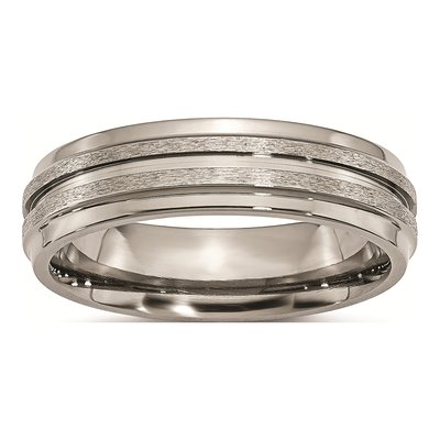 Titanium 6mm Ridged Wedding Band