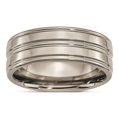 Titanium 8mm Grooved Wedding Band
