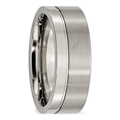 Titanium 8mm Grooved Wedding Band – view 4