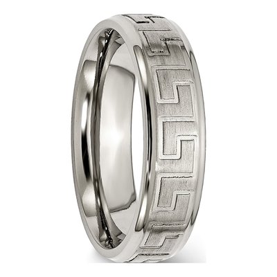 Titanium 6mm Greek Key Wedding Band – view 4