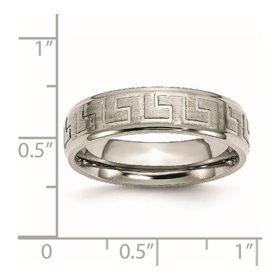 Titanium 6mm Greek Key Wedding Band – view 6