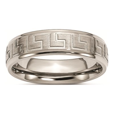 Titanium 6mm Greek Key Wedding Band