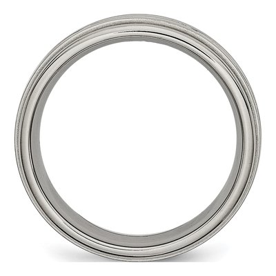 Titanium 7mm Criss-Cross Ridged Wedding Band – view 3