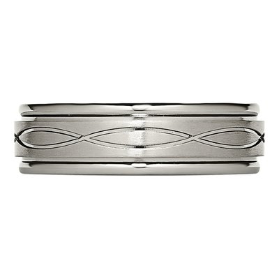 Titanium 7mm Criss-Cross Ridged Wedding Band – view 4