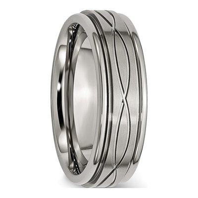 Titanium 7mm Criss-Cross Ridged Wedding Band – view 5