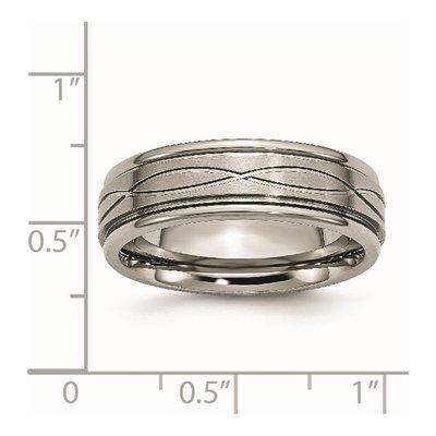 Titanium 7mm Criss-Cross Ridged Wedding Band – view 7