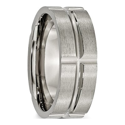 Titanium 8mm Grooved Wedding Band – view 4