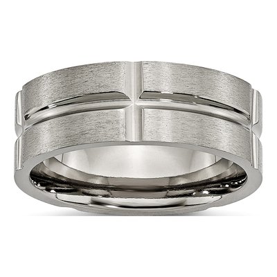 Titanium 8mm Grooved Wedding Band