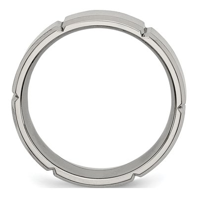Titanium 8mm Grooved Beveled Wedding Band – view 2