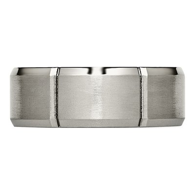 Titanium 8mm Grooved Beveled Wedding Band – view 3