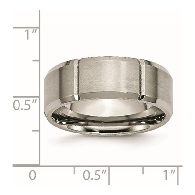 Titanium 8mm Grooved Beveled Wedding Band – view 6
