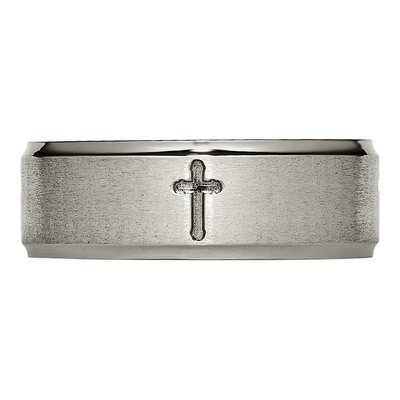 Titanium 8mm Cross Comfort-Fit Wedding Band – view 4