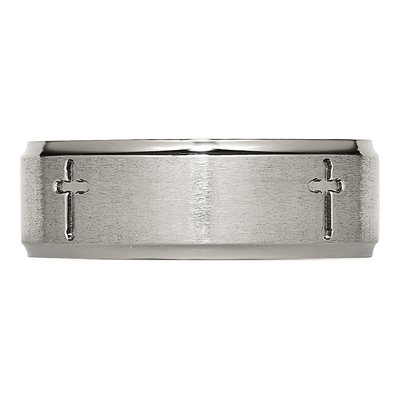 Titanium 8mm Cross Comfort-Fit Wedding Band – view 5
