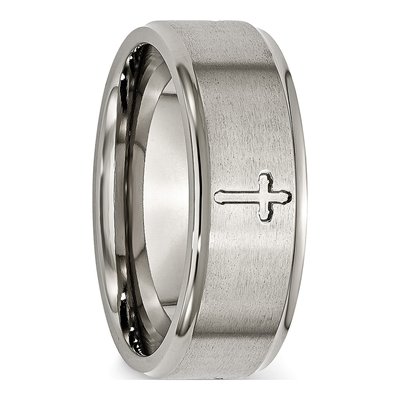 Titanium 8mm Cross Comfort-Fit Wedding Band – view 6
