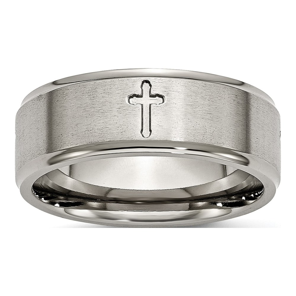 Titanium 8mm Cross Comfort-Fit Wedding Band