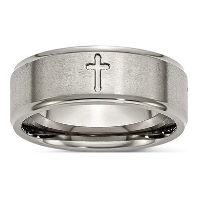 Titanium 8mm Cross Comfort-Fit Wedding Band