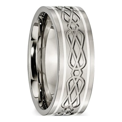 Titanium & Sterling Silver 8mm Celtic Knot Wedding Band – view 5