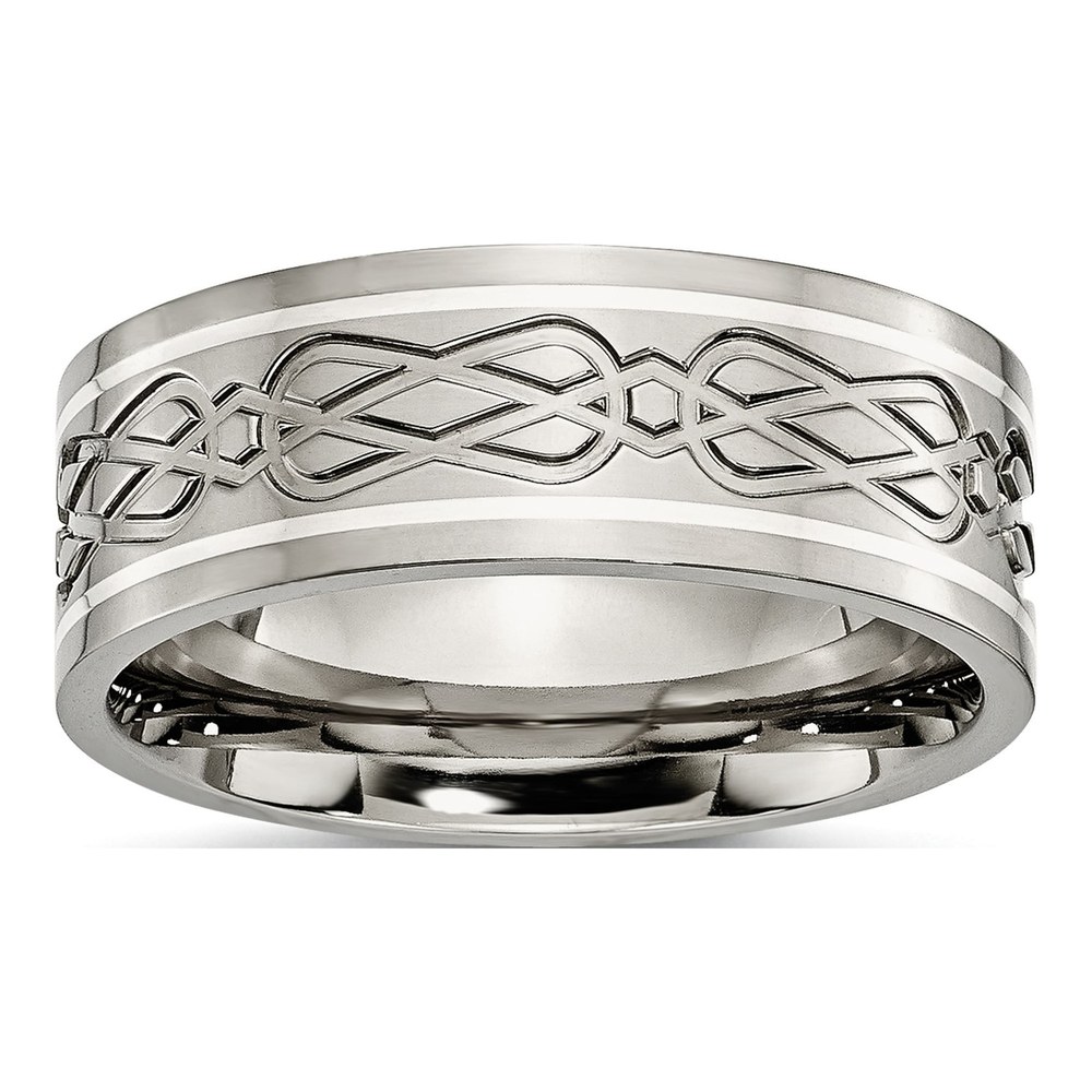 Titanium & Sterling Silver 8mm Celtic Knot Wedding Band