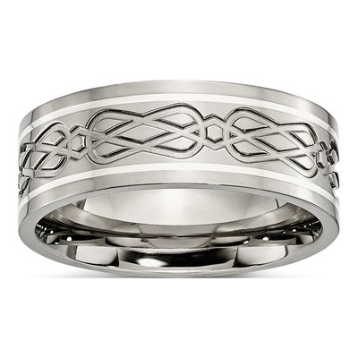 Titanium & Sterling Silver 8mm Celtic Knot Wedding Band
