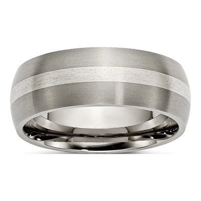 Titanium & Sterling Silver 8mm Wedding Band