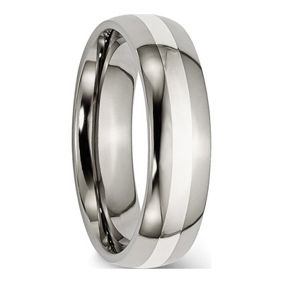 Titanium & Sterling Silver 6mm Inlay Wedding Band – view 5