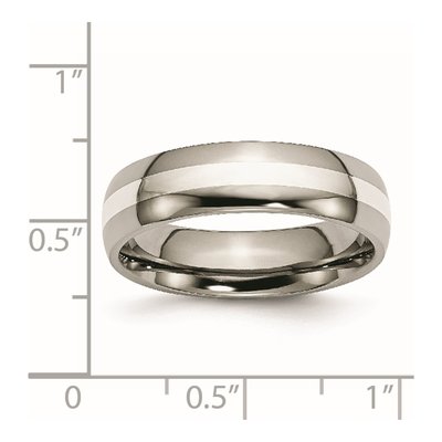 Titanium & Sterling Silver 6mm Inlay Wedding Band – view 7