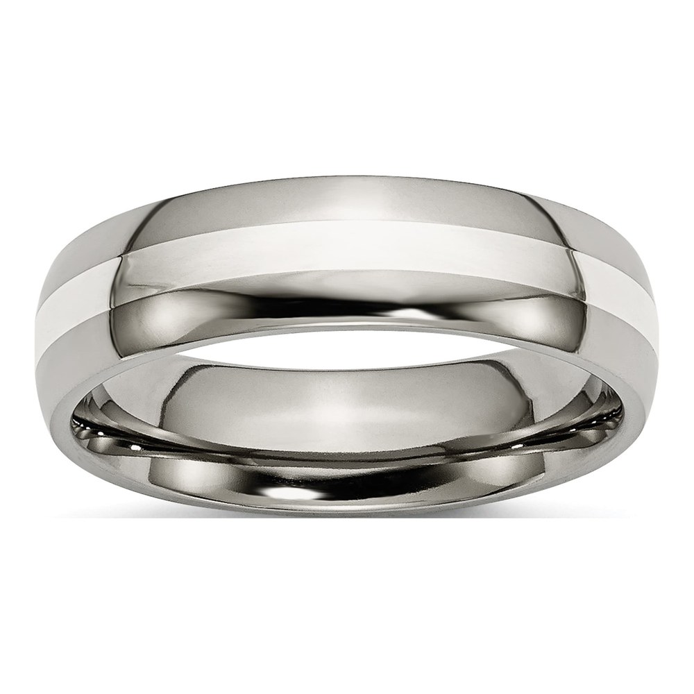 Titanium & Sterling Silver Inlay Wedding Band