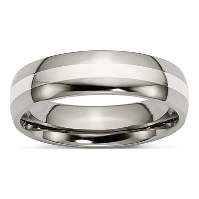 Titanium & Sterling Silver 6mm Inlay Wedding Band